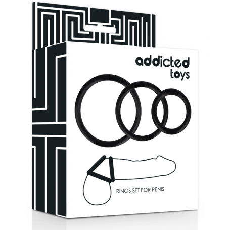 ANELLO FALLICO KIT ADDICTED TOYS ANELLI SET PER PENE NERO 8,89€
