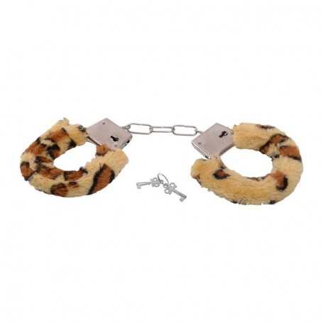 Manette con pelliccia sintetica bondage cuffs fetish costrittivo leopardato