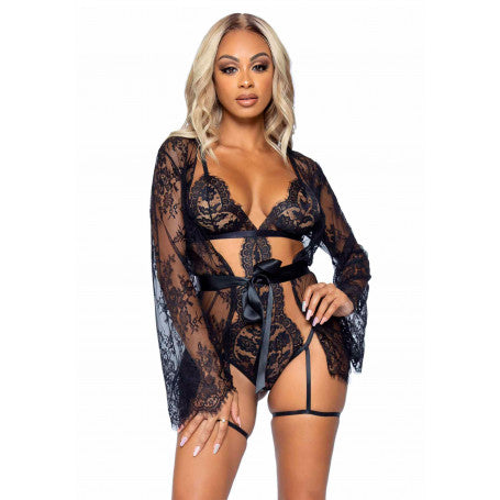 BODY CON VESTAGLIA TEDDY, LACE ROBE & RIBBON TIE  62,90€