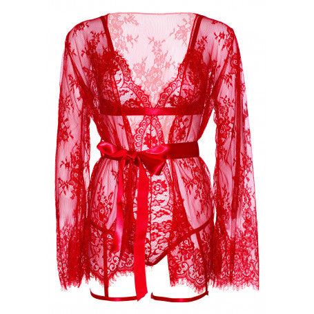 BODY CON VESTAGLIA TEDDY, LACE ROBE & RIBBON TIE 64,90€