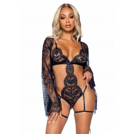 BODY CON VESTAGLIA TEDDY, LACE ROBE & RIBBON TIE  62,90€